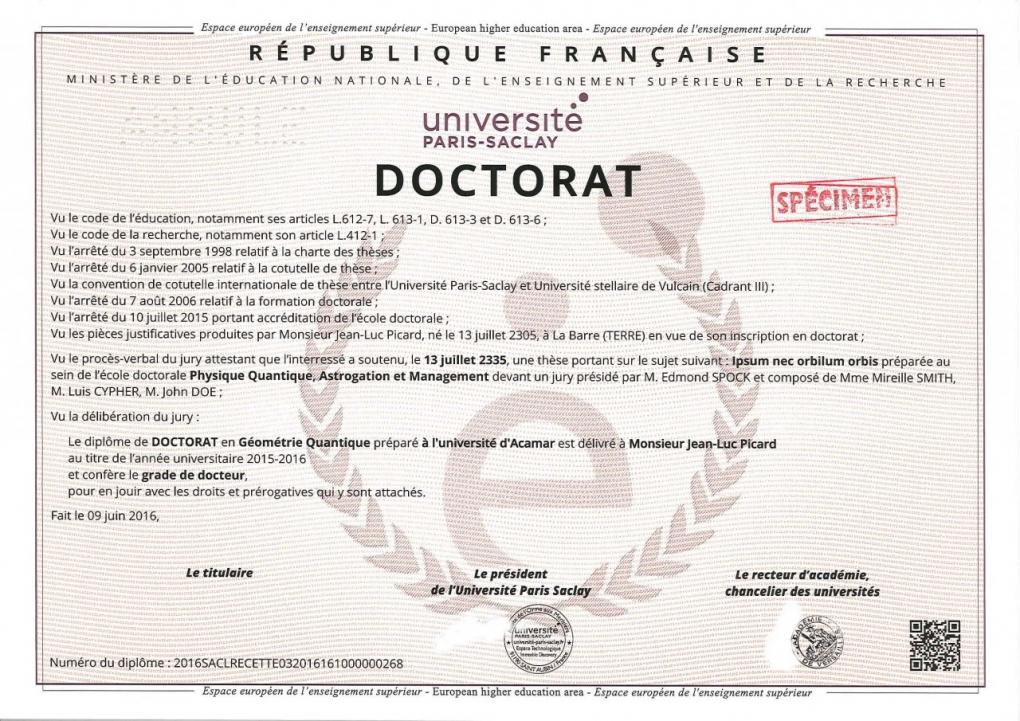 Diplômes de doctorat  Université ParisSaclay