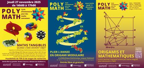 Les affiches de plusieurs événements du cycle POLY MATH.
