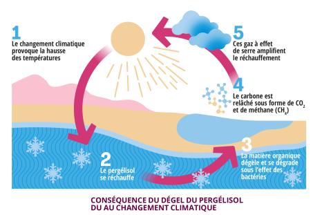 Conséquence du dégel du pergélisol dû au changement climatique