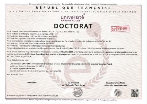 a phd degree en francais