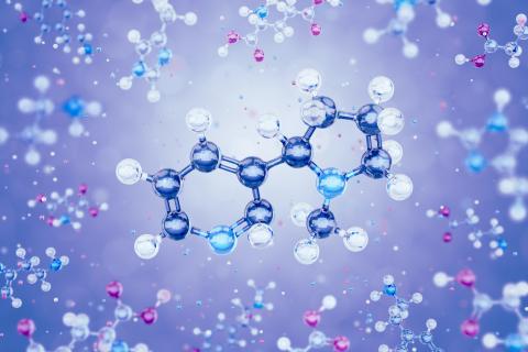 Nicotine molecules and other organic substances in 3D models