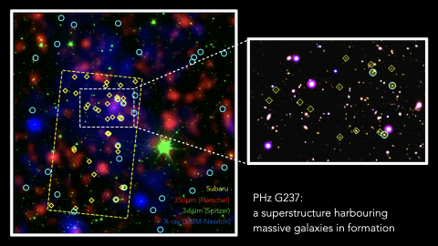 © ESA/Herschel and XMM-Newton; NASA/Spitzer; NAOJ/Subaru; Large Binocular Telescope; ESO/VISTA; Polletta et al. 2021; Koyama et al. 2021.