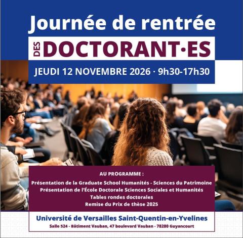 Journée de rentrée des doctorants de la Graduate School Humanités - Sciences du Patrimoine