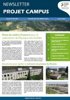 Une de la Newsletter Projet Campus n° 10