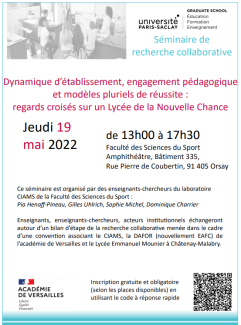 Séminaire Lycée de la nouvelle chance (19 mai 2023) Affiche