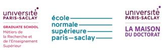 Logos de la Graduate School Métiers de le Recherche et de l'Enseignement supérieur, de l'Ecole normale supérieur Paris-Saclay et de la maison du doctorat de l'Université Paris-Saclay